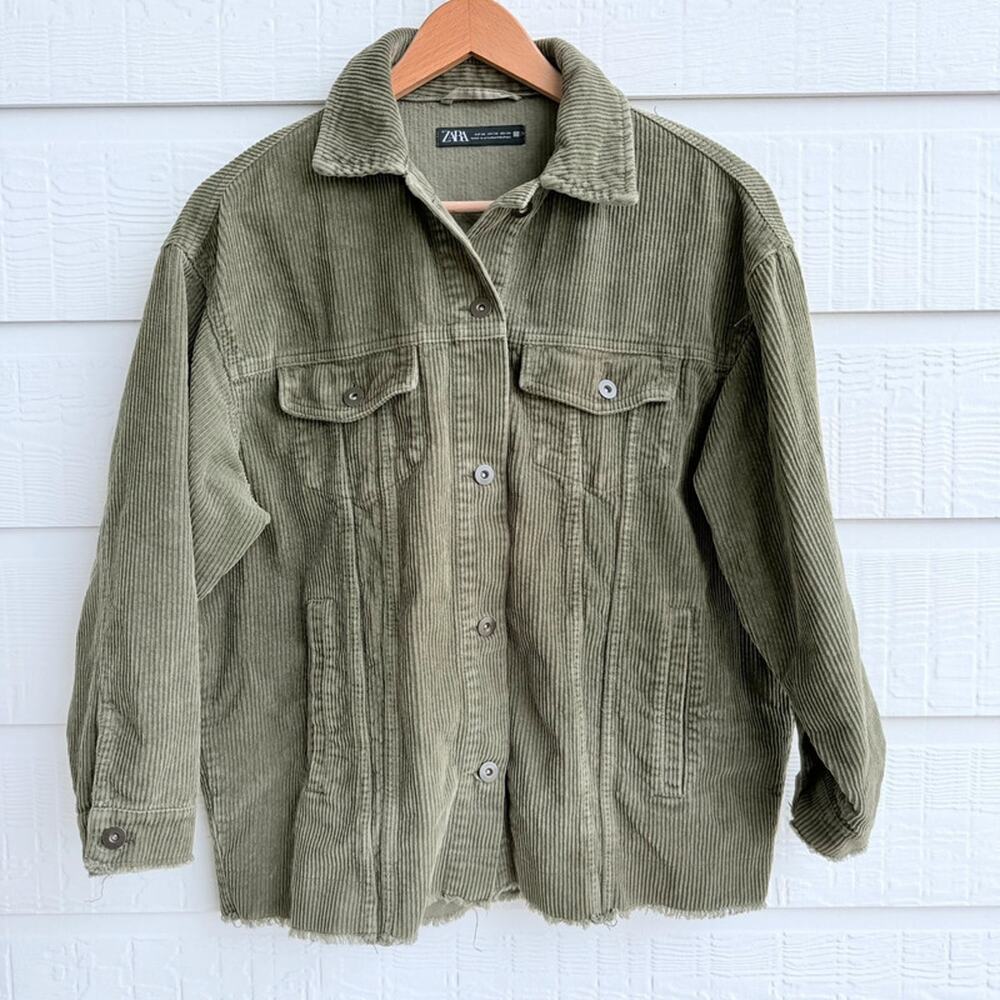 ZARA Olive Green Corduroy Shacket Small
